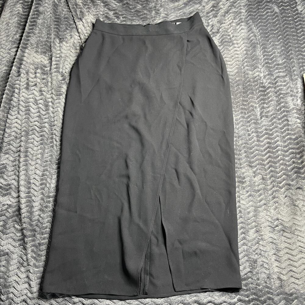 NEW ZARA WOMAN BLACK HIGH WAIST MIDI SKIRT DRAPED SIZE L